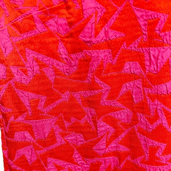 Saint & Sofia Victoria Festival Jacquard Shift Dress, Size 2, Red & Pink, Ruffle - Picture 5 of 11